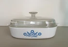Vtg Corning Ware A-10-B Blue Cornflower 10" Casserole Dish w/ A-12-C Pyrex Lid