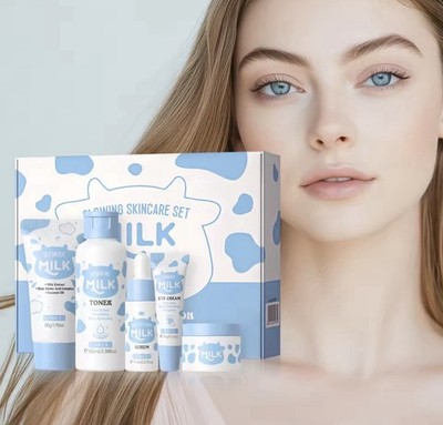 LAIKOU Milk Glow Skincare Set Hydrating Brightening Firming Facial Care