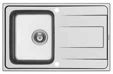 Évier 79x50cm Encastré Alea en Acier Inoxydable 1 Lavabo 2x Trou de Robinet