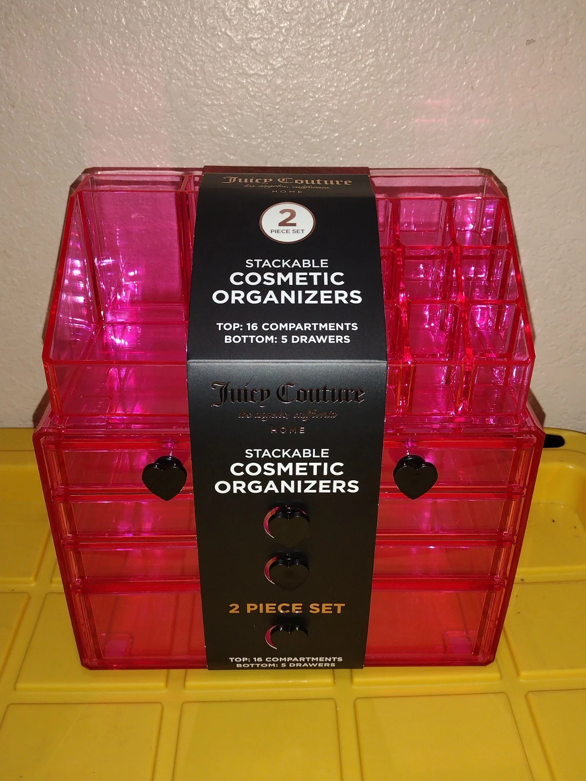 JUICY COUTURE STACKÀBLE COSMETIC ORGANIZER CLEAR PINK JUICY COUTURE ORGANIZER