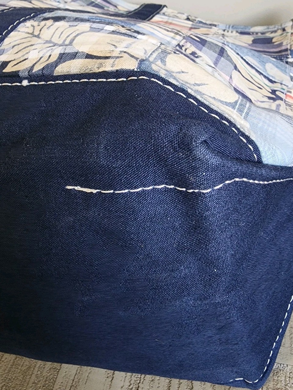 LL Bean Large Patchwork Madras Open Top Tote in B… - image 7