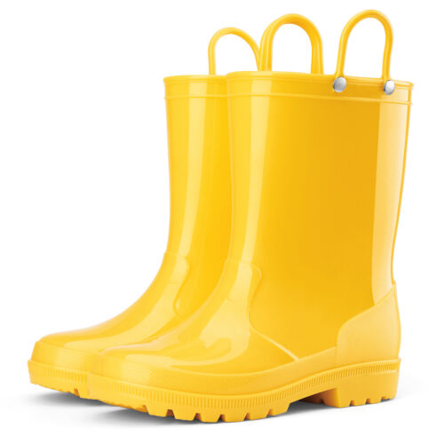 HISEA Kids Toddler Rain Boot Easy-On Handle Waterproof Comfy Outdoor Mud Wellies - Picture 39 of 87