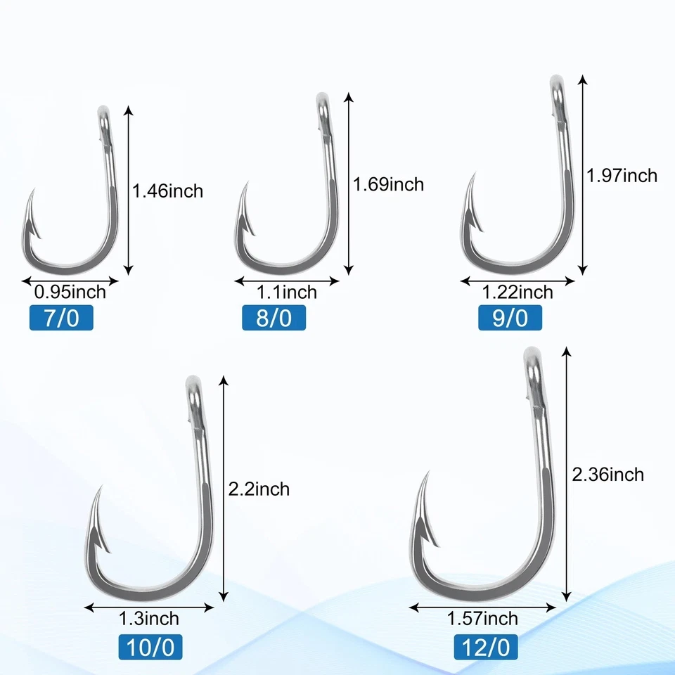 20x 10884 Stainless Steel Fishing Hooks Tuna Shark Big Game Saltwater  2/0 6/0 - image 3 of 3