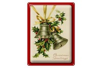 Blechschild Weihnachtszweig Glocke Christmas 30X40 Cm Deko Schild