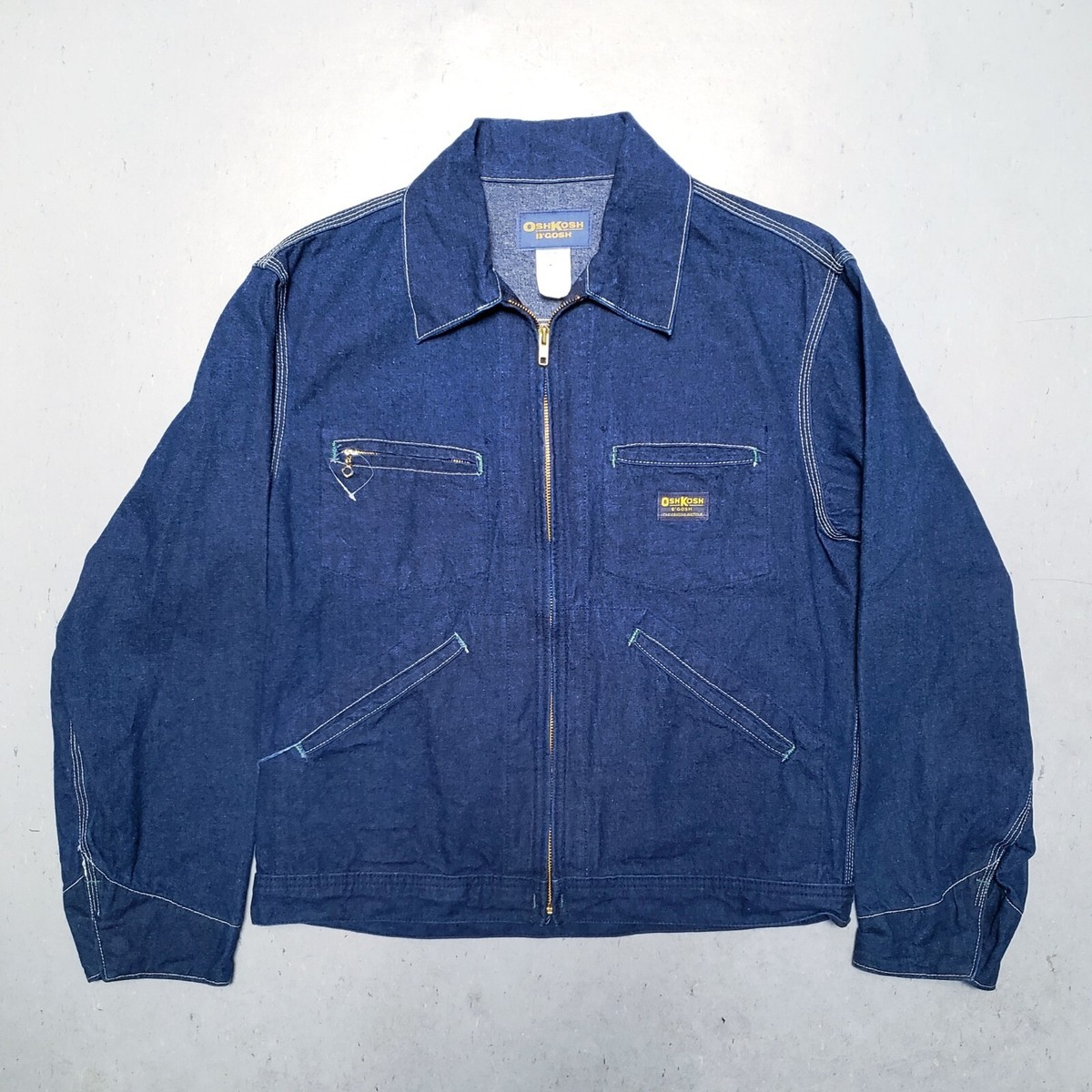 Vtg 60s Oshkosh Jacket Indigo Blue Denim Chore Barn Coat