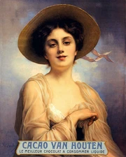 POSTER CACAO VAN HOUTEN BEST DRINK COCOA POWDER CHOCOLATE VINTAGE REPRO FREE S/H