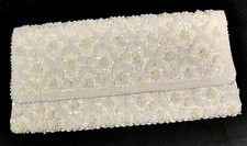 Vintage Hong Kong Beaded Envelope Clutch Purse Evening Bag Sequin Handbag