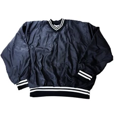 Vintage Don Alleson Athletic Satin Pullover Bomber ~ Black White ~ Men's SIZE XL