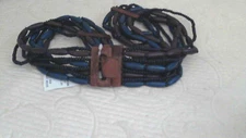 Gabe's Wood Bead Belt Navy/Brn/Blk 33" E/E Stretch 37"-38" Wood Clsp NEW WT