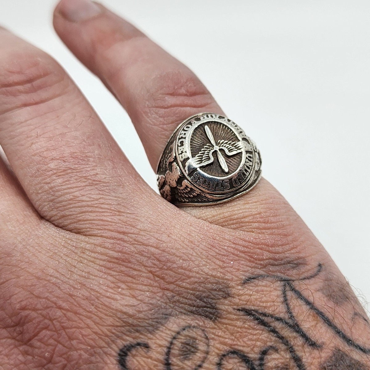 1940s WWII US Army Air Forces Sterling Silver Signet Ring 1940s WWII US Army Air Forces Sterling Silver Signet Ring