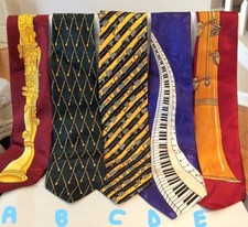 Mens Musical instrument Neckties - Choose From 5 Designs - NEW