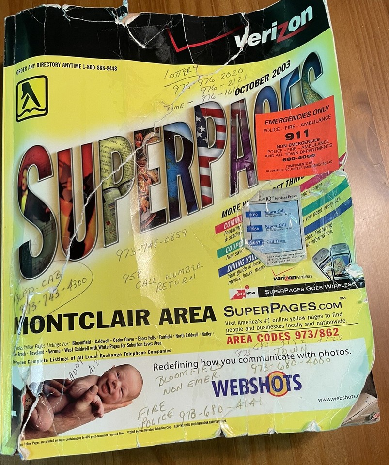 SUPER PAGES Montclair AREA New Jersey Phone Book Directory 2003 Verizon
