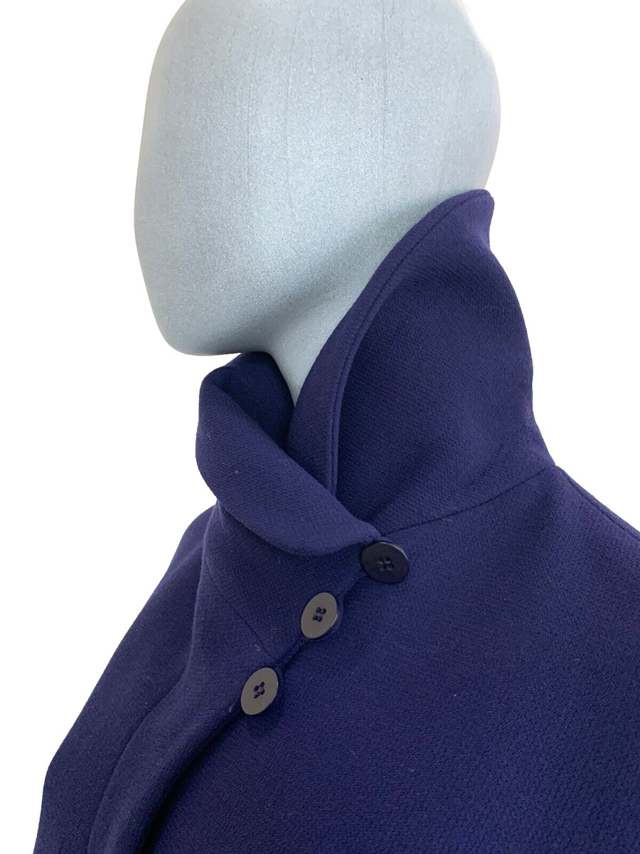 GIORGIO ARMANI COLLEZIONE Navy Blue 100% Wool Swing Coat w High Standing Collar View 3