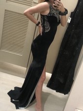 Long Navy Blue Sequin Prom Dress - Size 2