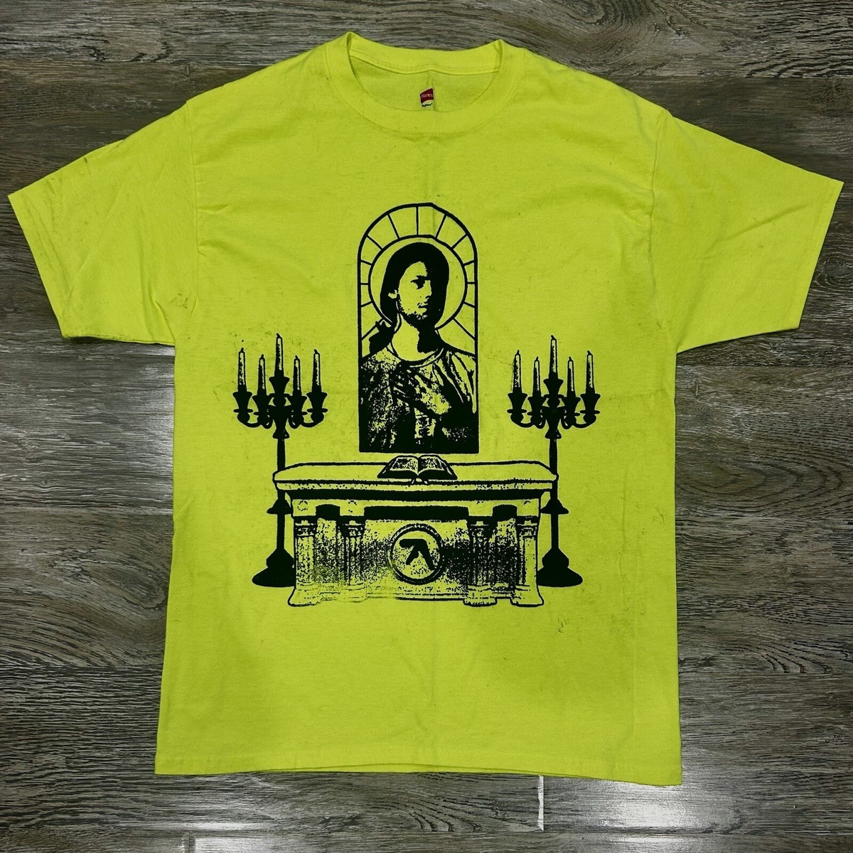 Aphex Twin Saint Shirt XL Highlighter Yellow Handmade Aphex Twin Saint Shirt XL Highlighter Yellow Handmade