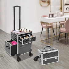 Heavy-duty Salon Trolley W/ Wheels Tiered Rolling Makeup Cases With Lock 