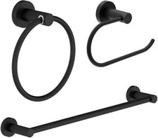 3-Piece Black Decorative Bathroom Hardware Set   Zinc Modern Bathroom Hardware