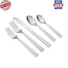 20 Piece Stainless Steel Flatware Set Service 4 Dishwasher Safe Outdoor Use