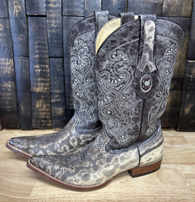 Cuadra Boots Mens 8.5 Brown Western Cowboy Leather Exotic Python Snakeskin Rodeo