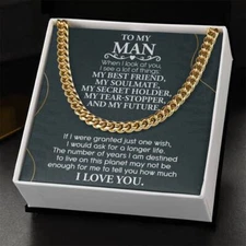 To My Man, Valentines Gift For Him, Cuban Chain Necklace Gift For Him, BFF, 🎁
