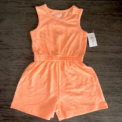 Garanimals Toddler Girl Solid Orange Jersey Slub Romper 18M 2T 3T NWT