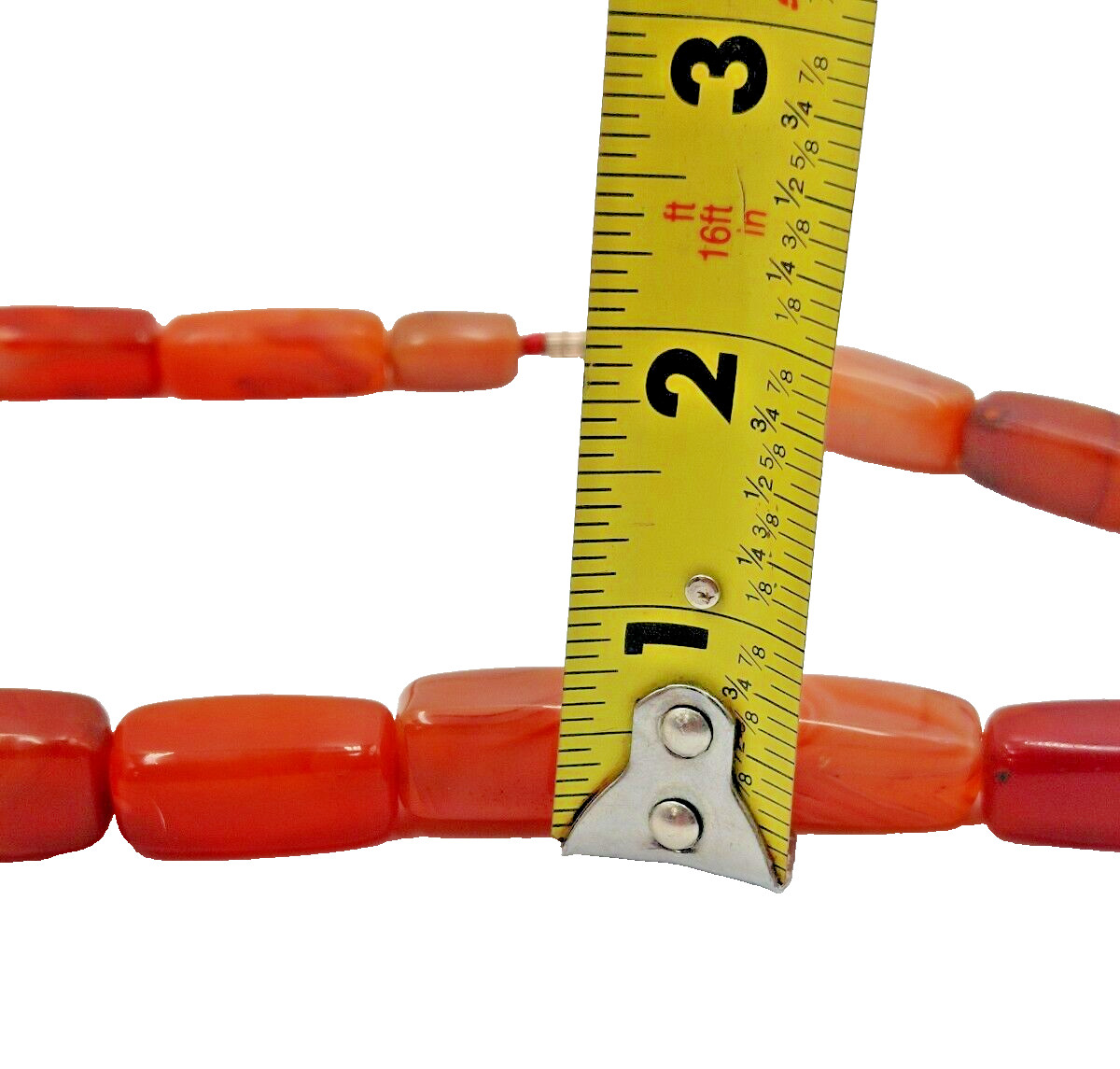 Vtg. Statement Bold Rectangular Bead Natural Carn… - image 9