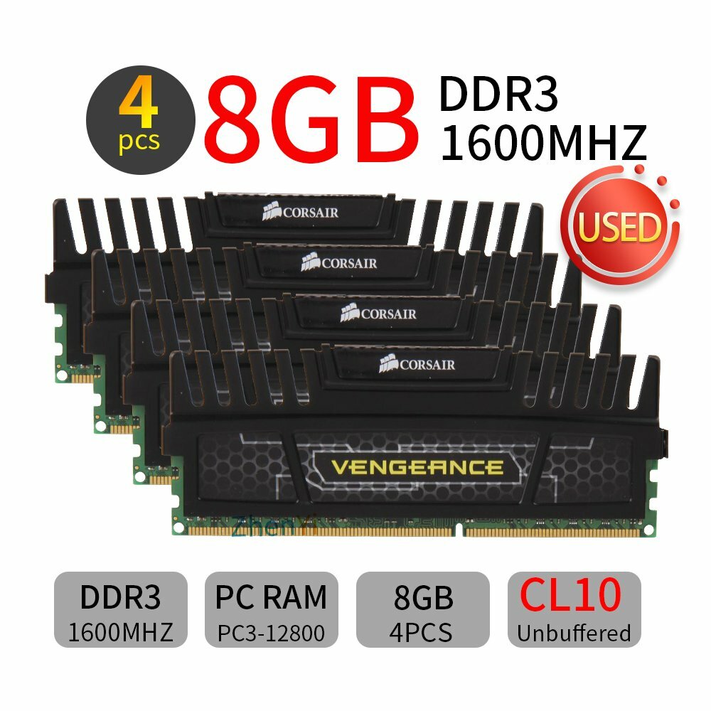Corsair Vengeance 32GB 16GB 8GB 4GB DDR3 1600MHz PC3-12800U CL10