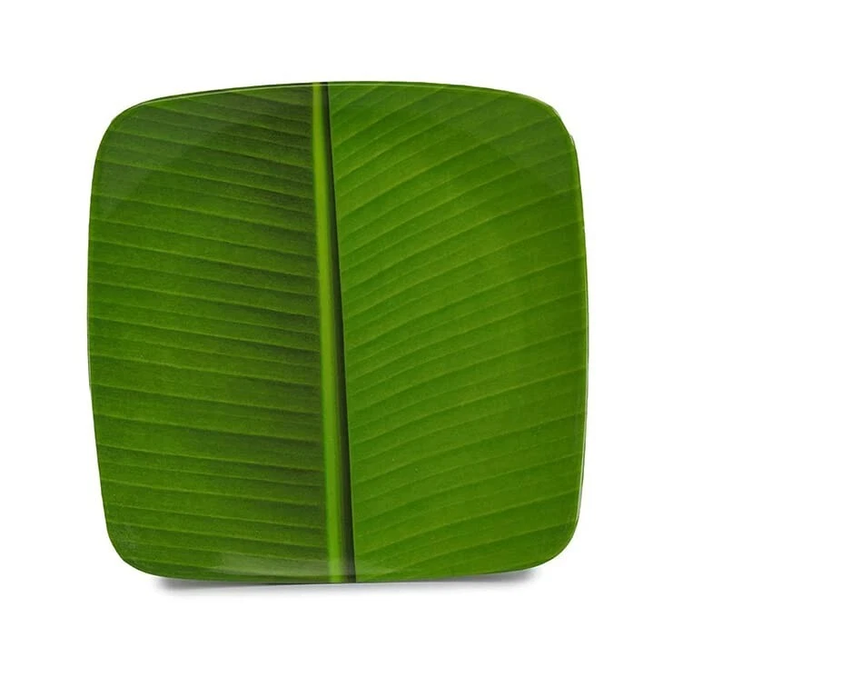 Banana Leaf South Indian Ice Cream Starters Serving Melamine Plate 7" Pack of 6 - Image 4 of 4