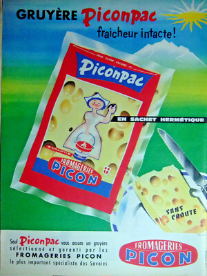 WERBUNG 1960 GRUYÈRE PICON PAC FRISCHEUR KÄSEREI PICON SPEZIALIST SAVOIE