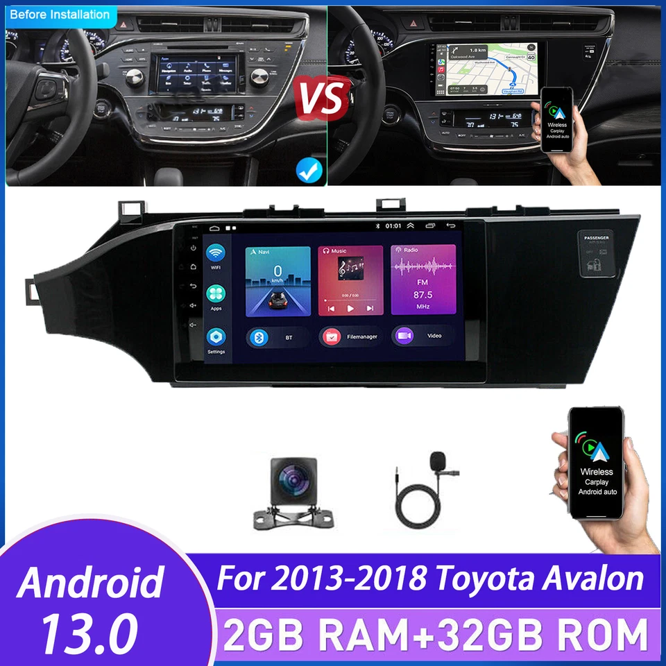 For 2013-2018 Toyota Avalon 9" Carplay Radio Android 13 GPS WIFI W/Camera - Image 4 of 4