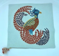 Decorative Embroidered Pillow Cover with Pheasant Bird from Frontgate