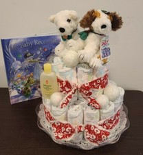 Diaper Cake 2 Tier 2 Chistmas Dogs Baby Record Book