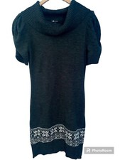 AB Studio Gray Sweater Dress Nordic Fair Isle Size M
