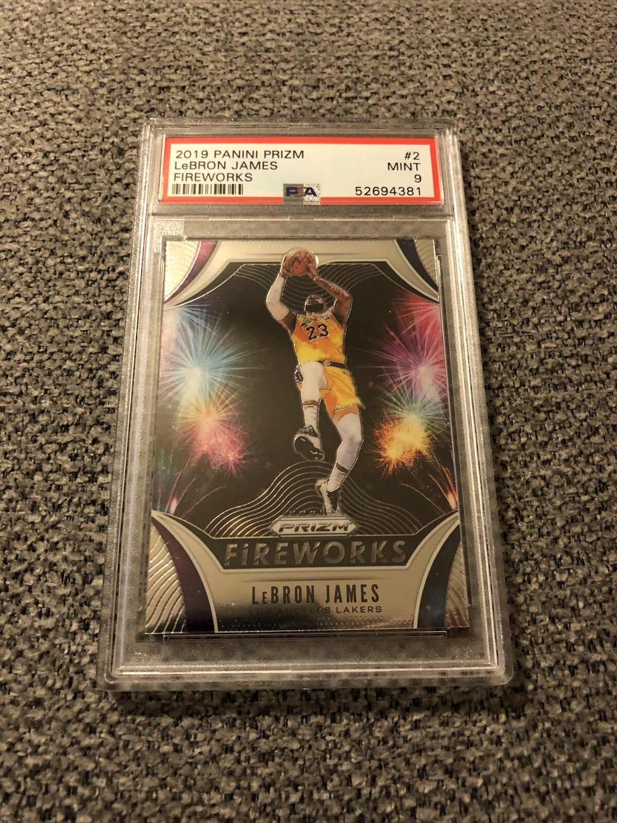 2019 Panini Prizm #2 LeBron James Fireworks PSA 9 Mint LA Lakers