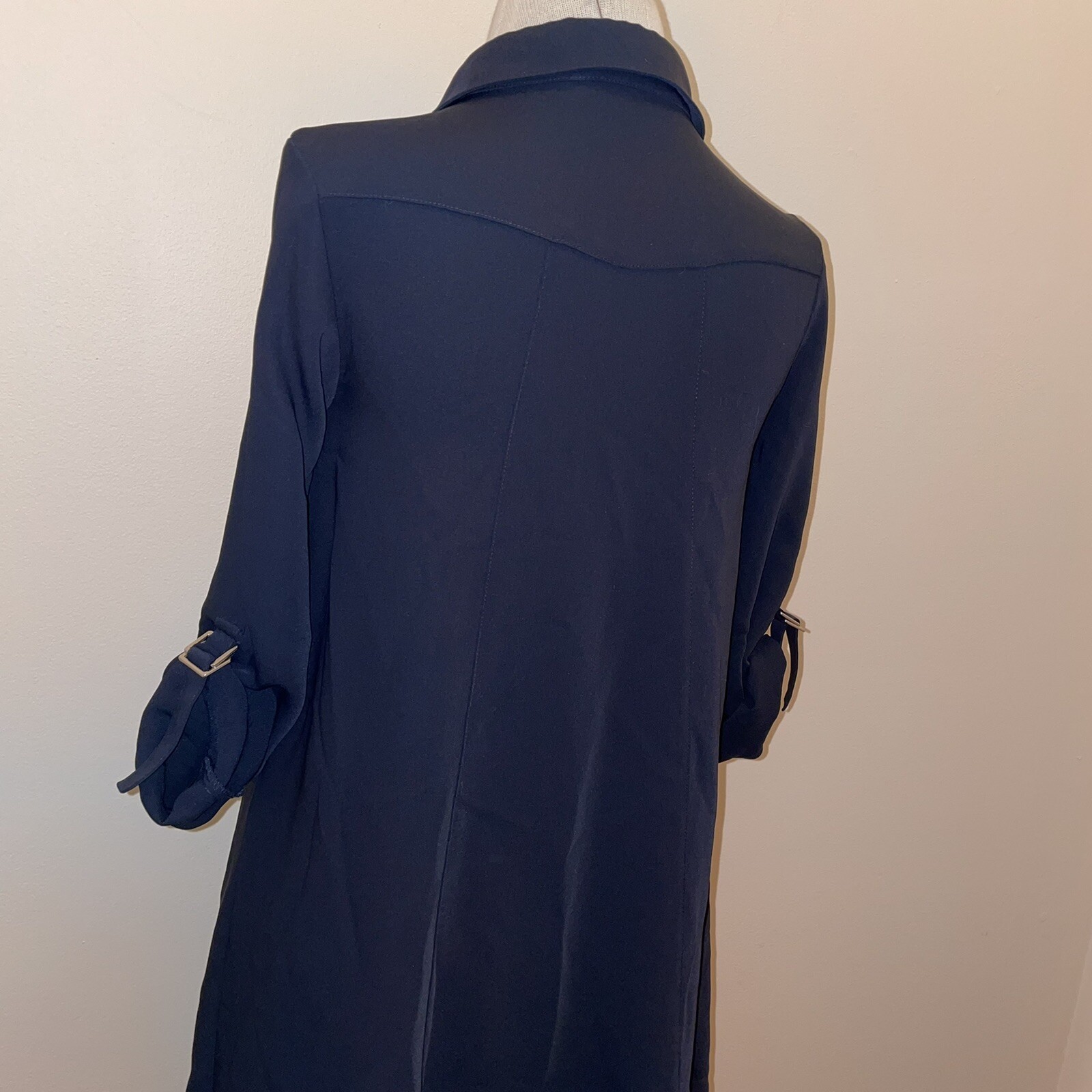 Zara Collection Navy Button Front Split Hem Tunic… - image 6