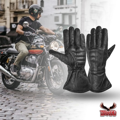 Ladies Deerskin Gauntlet Motorcycle Gloves Ultra Long Elastic Wrist Women's Gel - Picture 5 of 7