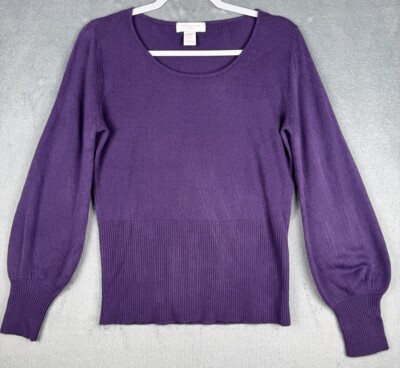 Purple Covington Petite Sweater Women s Large Bishop Sleeve Knit Pullover Soft