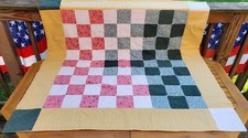 Cotton Baby Quilt Handmade Granny Squares Yellow Pink Blu Green Crib Toddler Bed