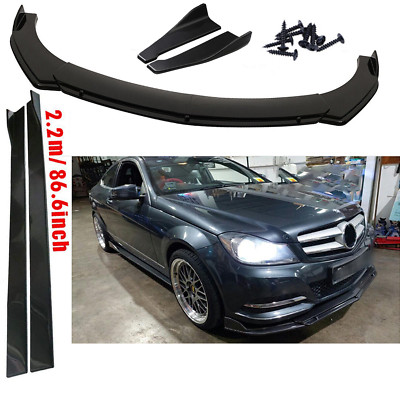For Bens Front Bumper Spoiler + Side Skirts + Rear Lip + Strut Rods Glossy Black