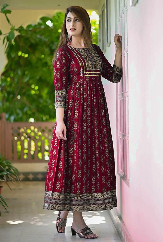printed long gown