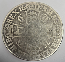 1673 Charles II Silver Crown Coin UK 17thC Large Historic
