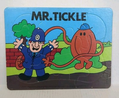 Vintage Mr Tickle Roger Hargreaves Mr Men 11 Piece Cardboard Puzzle Rare 1980