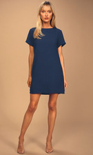 Lulu's Navy Blue "Shift‎ and Shout" Shift Dress, Women's Size Small