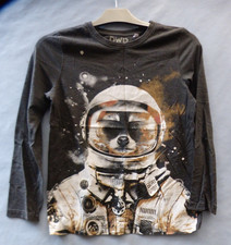 27733. T-Shirt Langarmshirt  Hund Astronaut  C&A   schwarz  Gr. 158 / 164