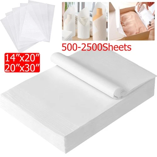 500-2500x Wrapping Paper White Tissue Paper 14"x20" 20"x30" Cushioning Void Fill