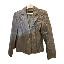 Pamela McCoy Suede Brown Blazer Women Size Medium Jacket