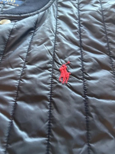 Polo Ralph Lauren Men's Navy Quilted Snap Button Baseball Jacket Medium image 2
