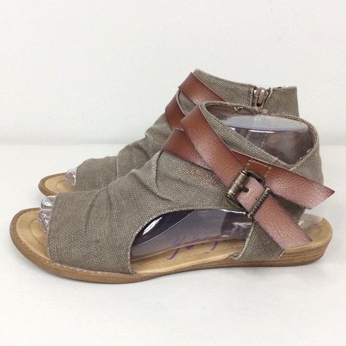 Blowfish Malibu Womens Balla Sandal 7.5 Gladiator Zip Buckle Open Toe Canvas - Picture 3 of 12
