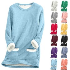 Ladies Fleece Pullover Sweatshirt Hoodies Jumper Long Tops Lounge Wear Plus Size