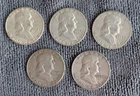 Lot of 5 circulated Franklin Half Dollars - 1963, 1962d, 1962d, 1960d, 1954d